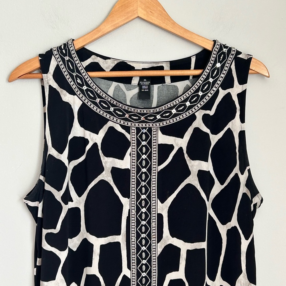 Alfani XL Black & Ivory Sleeveless Shift Dress - Picture 3 of 7